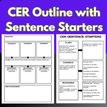 Preview of CER Organizer with Sentence Starters