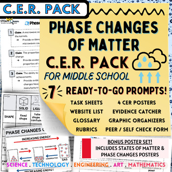 Preview of CER Phase Changes Scientific Arguments Toolkit Middle School 7 Prompt Set Extras