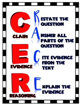 Preview of CER/RACE Writing Strategy Poster