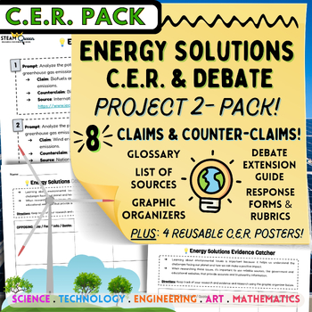 Preview of Renewable Energy CER Tooklit Debate Project 2-Pack Middle School Power Plants