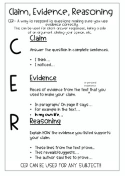 Preview of CER Response Chart