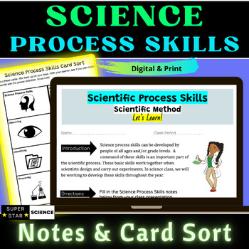 Preview of CER Science Process Skills Guided Notes & Card Sort STEM Activity NGSS MYP