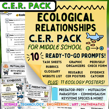 Preview of CER Ecological Relationships Scientific Arguments 10 Claim Toolkit Middle School