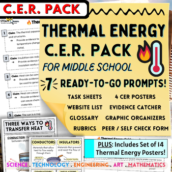 Preview of CER Thermal Energy Heat Scientific Arguments: 7 Claim Options Middle School