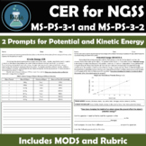 CER for NGSS Kinetic and Potential Energy MS-PS-3-1 and MS