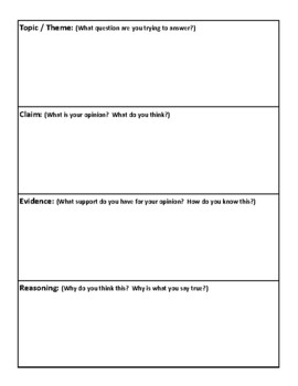 Preview of CER graphic organizer for ELA and Math