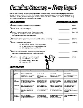 Preview of CGC1D - Ecozones - News Report Assignment