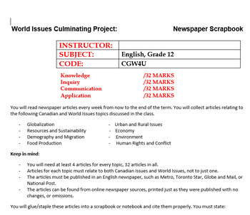 Preview of CGW4U-Culminating project & Rubric