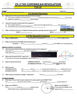 Preview of CH 2 - The Copernican Revolution (Astronomy Today) - Guided Reading - 22 Questio