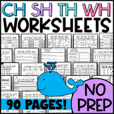 CH, SH, TH, WH Digraphs Worksheets: Sorts, Cloze, Color by