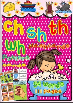 Preview of Digraphs Activities - CH - SH - TH - WH  ( Mini-Posters, Flashcards, and more)