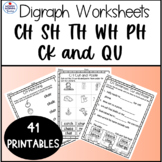 CH SH TH WH PH CK QU Digraph Worksheets Digraph Printables