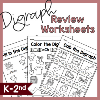 Preview of CH SH TH WH PH QU WR KN Beginning Consonant Digraph Review Worksheets