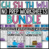 CH SH TH WH Worksheets BUNDLE: Digraphs No Prep Color by C