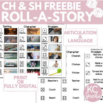 Preview of CH and SH Roll-a-Story for Articulation Carryover | No Prep | Google Slides