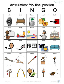 Preview of CH final position Articulation Bingo with SymbolStix