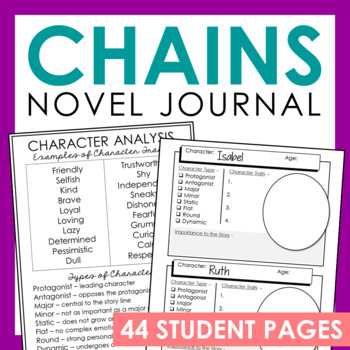 Preview of CHAINS Novel Study Activities Project | Reading Comprehension Unit | Book Report