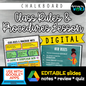 Preview of CHALKBOARD Middle School Classroom Management | Slides & Notes | DIGITAL