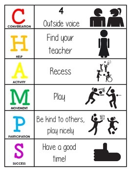 CHAMPS Behavior and Expectations Chart, Recess by The Friz | TpT