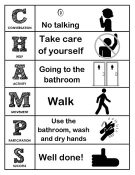 Preview of CHAMPS Behavior and Expectations Whole School Packet, Block Letters, B&W