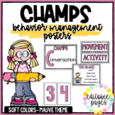 CHAMPS Classroom Behavior Management Posters - Mauve Soft Colors