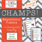 CHAMPS Classroom Expectations Posters Orange - Digital, Pr