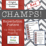 CHAMPS Classroom Expectations Posters (Red) - Digital, Pri
