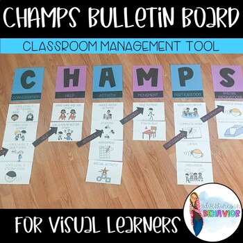 Preview of CHAMPS Classroom Management Bulletin Board with Visuals