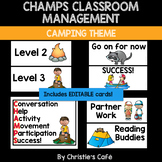 CHAMPS Classroom Management Cards Camping Theme Editable