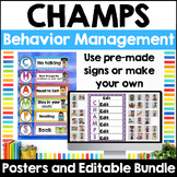 CHAMPS Classroom Behavior Management Plan Signs and Editab