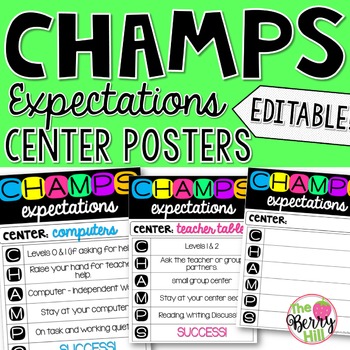 Preview of CHAMPS Expectations Center Posters - Editable!