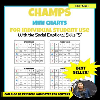 Preview of CHAMPS Mini Desk Charts with Social Emotional "S"