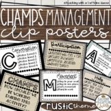 CHAMPS Posters for Classroom Management Clip Chart Rustic Theme