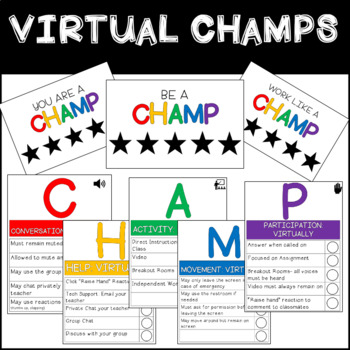 Preview of CHAMPS: Virtual Edition | Distance/Remote Learning | EDITABLE | Expectations