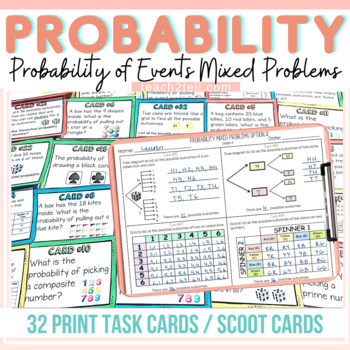 Preview of Theoretical and Experimental Probability Activities Mixed Problems Task Cards