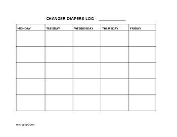 Preview of CHANGER DIAPERS LOG FOR DAYCARE- INFANTS