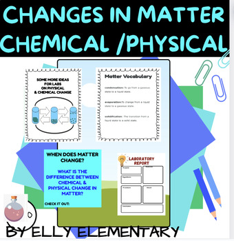 Preview of CHANGES IN MATTER: CHEMICAL & PHYSICAL; VOCABULARY & EXPERIMENTS