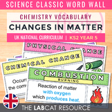 CHANGES IN MATTER | Science Classic Word Wall (Chemistry V