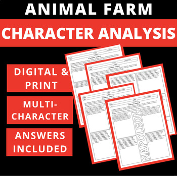 Preview of CHARACTER ANALYSIS - ANIMAL FARM - MULTI & ONE-PAGER - DIGITAL & PRINT