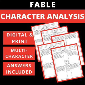 Preview of CHARACTER ANALYSIS - FABLE - MULTI & ONE-PAGER - DIGITAL & PRINT