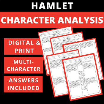 Preview of CHARACTER ANALYSIS - HAMLET - MULTI & ONE-PAGER - DIGITAL & PRINT