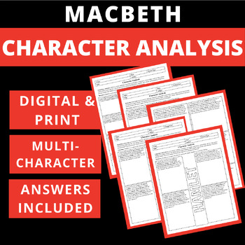 Preview of CHARACTER ANALYSIS - MACBETH - MULTI & ONE-PAGER - DIGITAL & PRINT