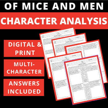 Preview of CHARACTER ANALYSIS - OF MICE AND MEN - MULTI & ONE-PAGER - DIGITAL & PRINT