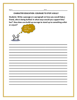 Preview of CHARACTER EDUCATION ACTIVITY: COURAGE TO STOP A BULLY