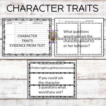 CHARACTER TRAITS WORKSHEETS by Fluttering Through the Common Core K - 3
