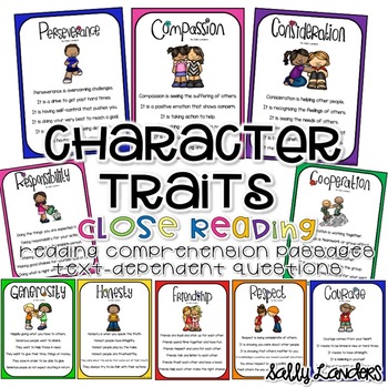 Preview of CHARACTER TRAITS - Social & Emotional Learning Close Reads