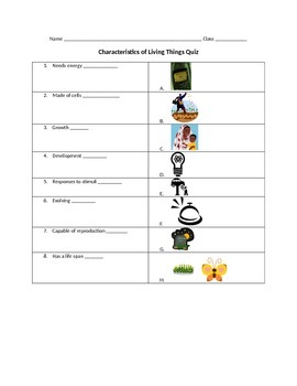 Characteristics Of Life Quiz By Live Love Teach Biology Tpt