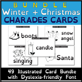 BUNDLE of CHARADES CARDS - Winter + Christmas Drama Game w