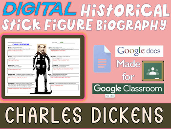 Preview of CHARLES DICKENS Digital Historical Stick Figure Biography (mini biographies)