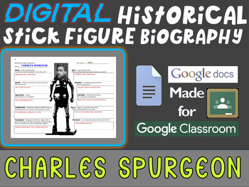 Preview of CHARLES SPURGEON Digital Historical Stick Figure Biographies  (MINI BIO)